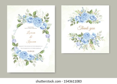 wedding card with beautiful floral vector template