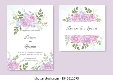 wedding card with beautiful floral vector template