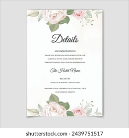 Wedding Card with Beautiful Luxury Floral.  Illustrator and designer. Wedding Invites, save the date, Birthday Invites, Video Invites, E-Cards.