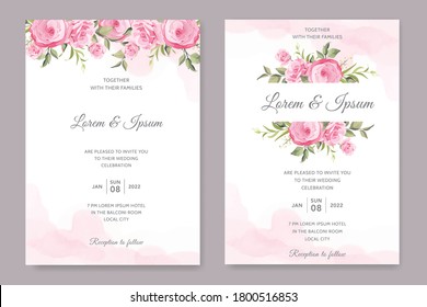 wedding card with beautiful pink rose flower