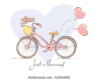 Wedding card - a bicycle for the bride 