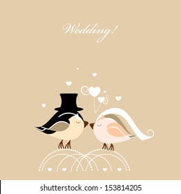 wedding card with birds