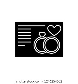 Wedding card black icon, vector sign on isolated background. Wedding card concept symbol, illustration 
