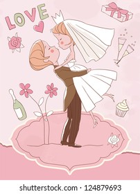 Wedding card: Bride and groom
