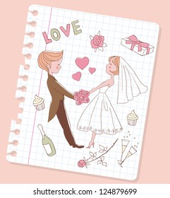 Wedding card: Bride and groom