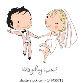 Wedding card. Bride and groom 