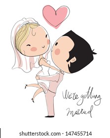 Wedding card. Bride and groom 