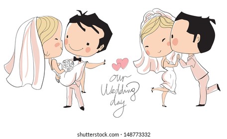 Wedding card. Bride and groom 