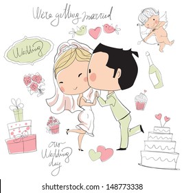 Wedding card. Bride and groom 