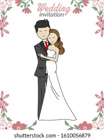Wedding card. Bride and groom	