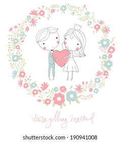 Wedding card. Bride and groom 