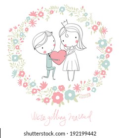 Wedding card. Bride and groom 