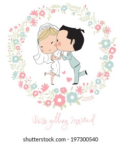 Wedding card. Bride and groom 