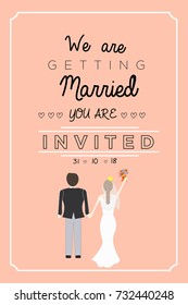 Wedding card with bride and groom 