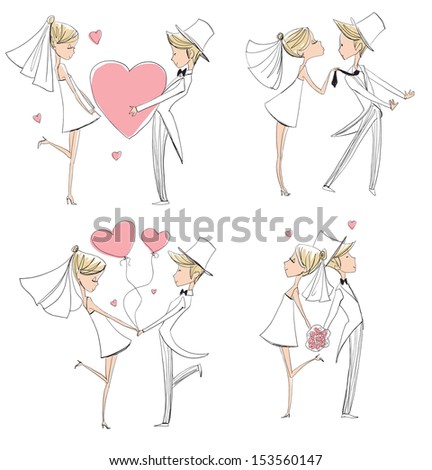 Wedding card. Bride and groom 