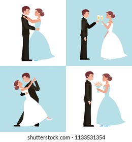 wedding card bride and groom set