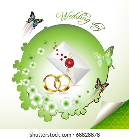 Wedding card with butterflies