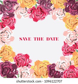 wedding card with carnations background. Eps10.