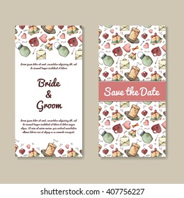 Wedding card collection. Template of invitation card. Decorative greeting design for  thank you card, save the date card, mother day.