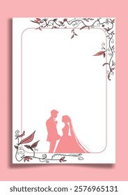 wedding card with couple silhouette