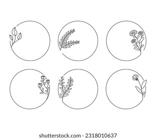 wedding card decoration plant and leaf frame circle illustration