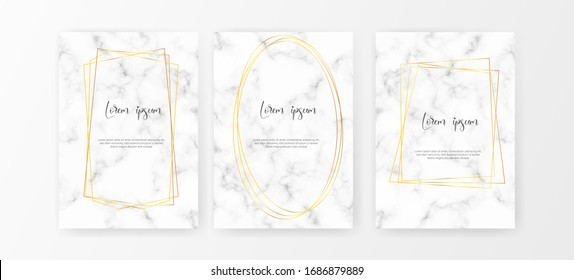 Hochzeitskartendesign mit goldenen Rahmen und Marmorstruktur. Hochzeitsankündigung oder Einladung-Design-Vorlage mit geometrischen Mustern und luxuriösem Hintergrund