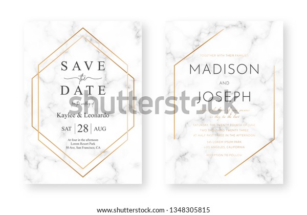 Wedding Card Design Golden Frames Marble Stock Vector (Royalty Free ...