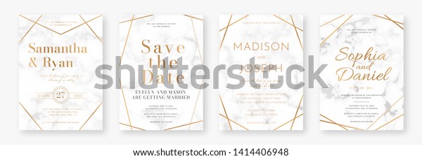 Wedding Card Design Golden Frames Marble Stock Vector (Royalty Free ...