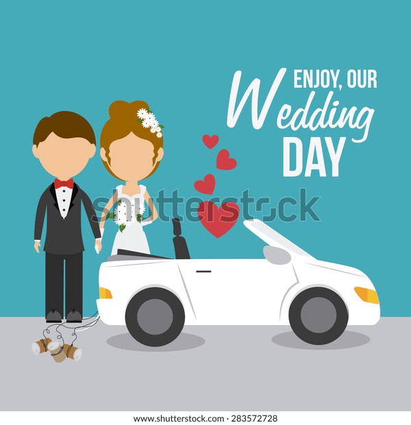 Wedding card design over blue background,
vector illustration.