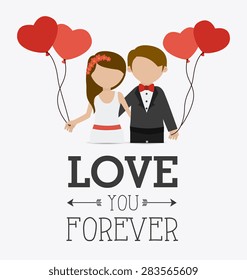 Wedding card design over white background, vector illustration.