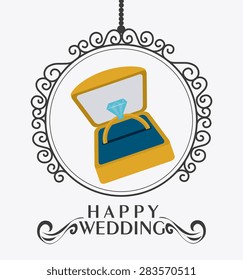 Wedding card design over white background, vector illustration.