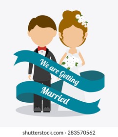 Wedding card design over white background, vector illustration.
