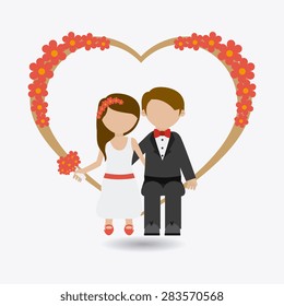 Wedding card design over white background, vector illustration.