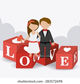 Wedding card design over white background, vector illustration.