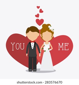 Wedding card design over white background, vector illustration.