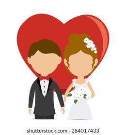 Wedding card design over white background, vector illustration.