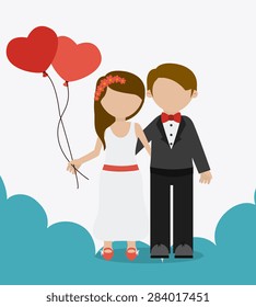 Wedding card design over white background, vector illustration.