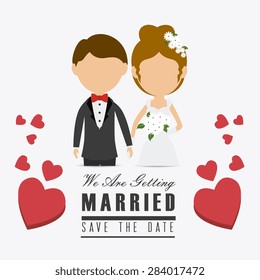 Wedding card design over white background, vector illustration.