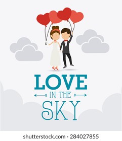 Wedding card design over white background, vector illustration.