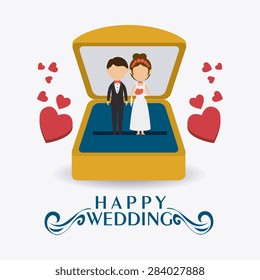 Wedding card design over white background, vector illustration.
