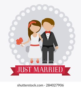 Wedding card design over white background, vector illustration.