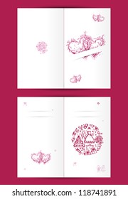 Wedding card design with place for your text. Cover and inside page