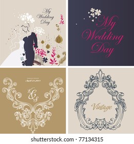 wedding card design set