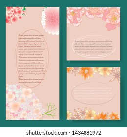 Wedding card Design template. Vector. Pink flower, olive leaves. Watercolor style.	