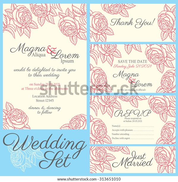 Wedding Card Drawing Roses Classic Retro Stock Vector (Royalty Free ...