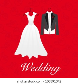 wedding card, wedding dresses, vector illustration