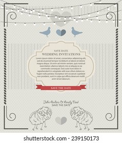 Wedding card flat. Wedding Card Invitation in Vector