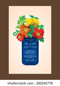Wedding card with floral background.