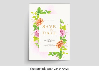 wedding card with floral background design