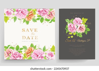 wedding card with floral background design